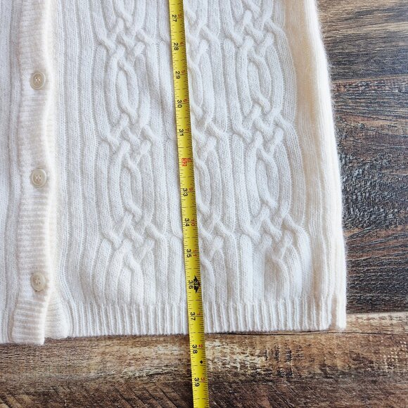 Vintage Liz Claiborne Lambswool Angora Cable-Knit Button-Up Sweater Dress Ivory - Picture 12 of 12